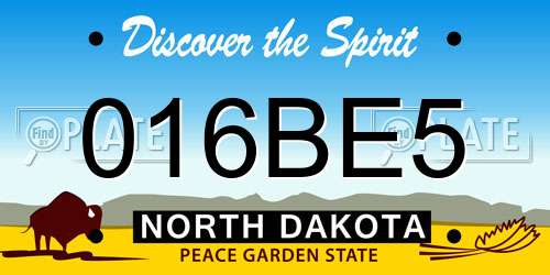 016BE5 North Dakota License Plate
