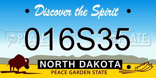 016S35 North Dakota License Plate