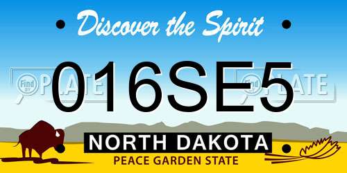 016SE5 North Dakota License Plate