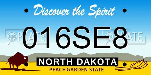 016SE8 North Dakota License Plate