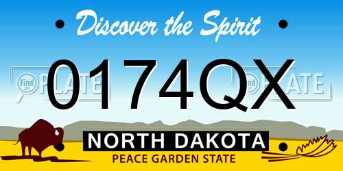 0174QX North Dakota License Plate