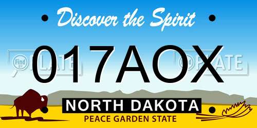017AOX North Dakota License Plate