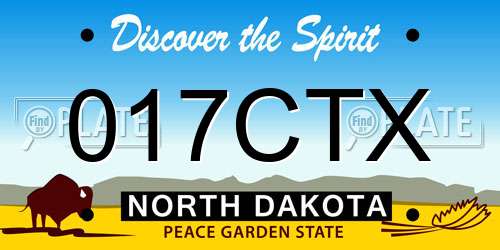 017CTX North Dakota License Plate