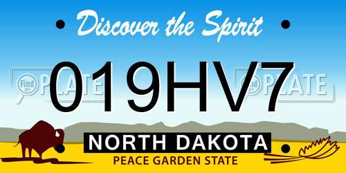 019HV7 North Dakota License Plate