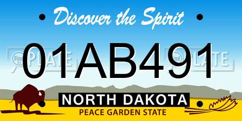 01AB491 North Dakota License Plate