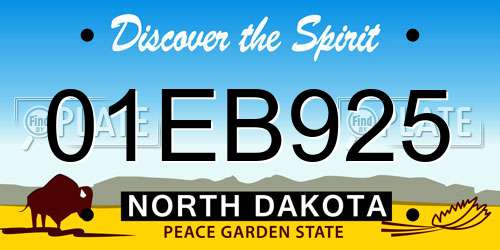 01EB925 North Dakota License Plate