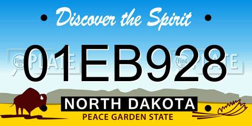 01EB928 North Dakota License Plate