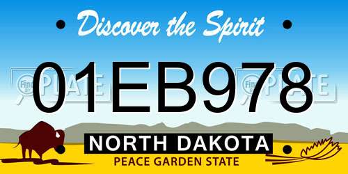 01EB978 North Dakota License Plate