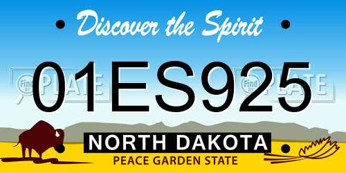 01ES925 North Dakota License Plate