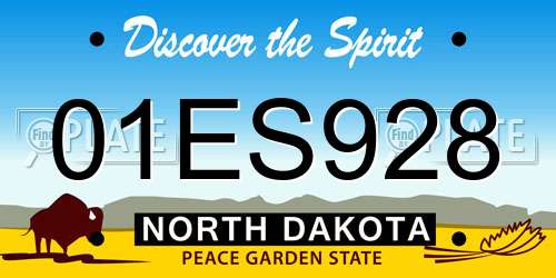 01ES928 North Dakota License Plate