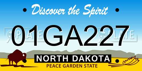 01GA227 North Dakota License Plate