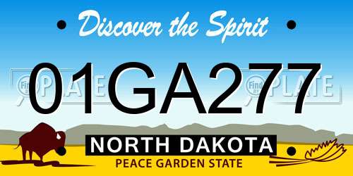 01GA277 North Dakota License Plate
