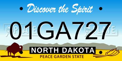 01GA727 North Dakota License Plate