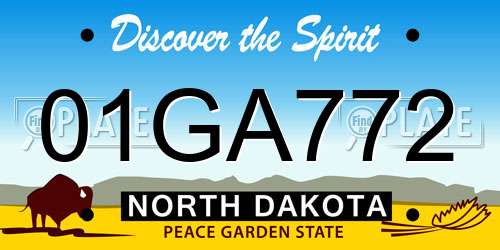 01GA772 North Dakota License Plate