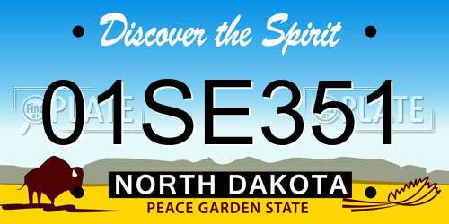01SE351 North Dakota License Plate