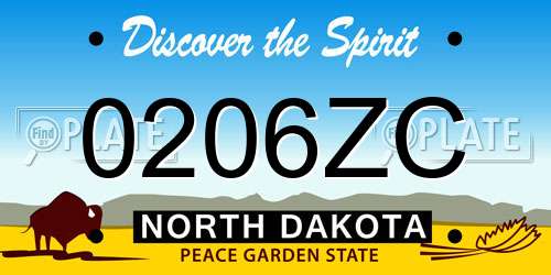 0206ZC North Dakota License Plate