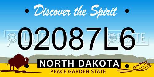 02087L6 North Dakota License Plate