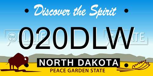 020DLW North Dakota License Plate