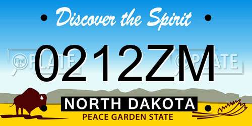 0212ZM North Dakota License Plate