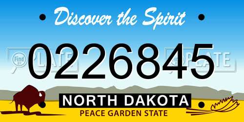 0226845 North Dakota License Plate