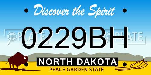 0229BH North Dakota License Plate