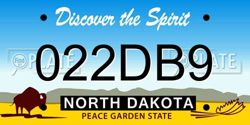 022DB9 North Dakota License Plate