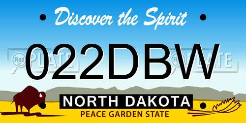 022DBW North Dakota License Plate