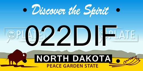 022DIF North Dakota License Plate