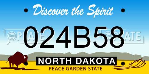 024B58 North Dakota License Plate