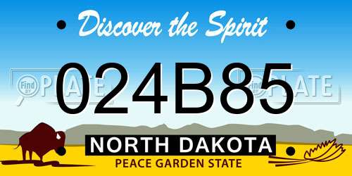 024B85 North Dakota License Plate