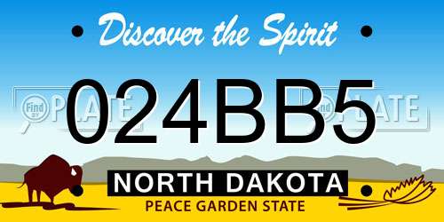 024BB5 North Dakota License Plate