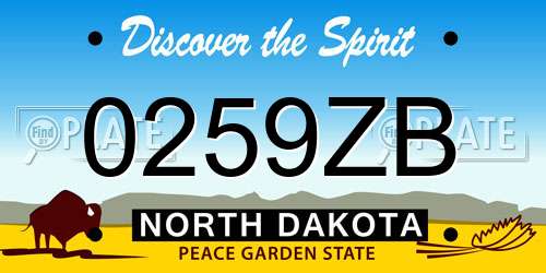 0259ZB North Dakota License Plate