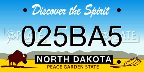 025BA5 North Dakota License Plate