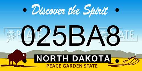 025BA8 North Dakota License Plate