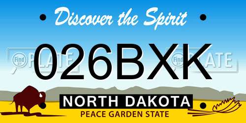 026BXK North Dakota License Plate