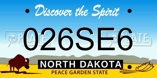 026SE6 North Dakota License Plate