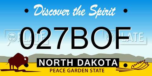 027BOF North Dakota License Plate