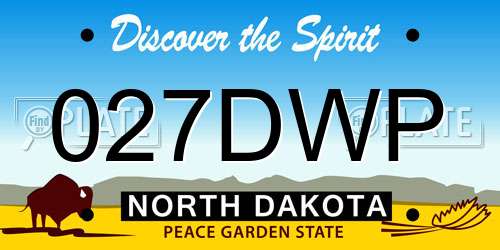 027DWP North Dakota License Plate