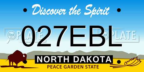 027EBL North Dakota License Plate