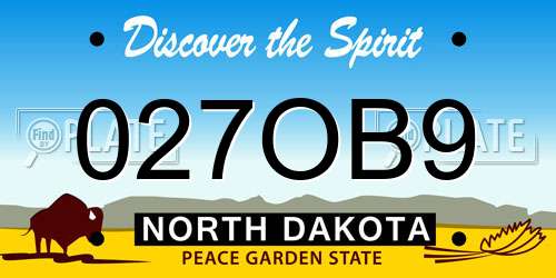 027OB9 North Dakota License Plate