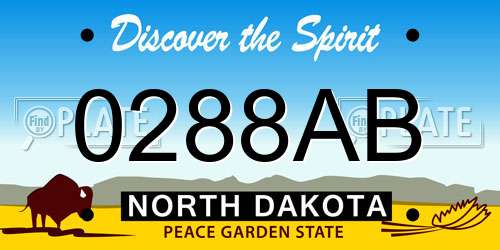 0288AB North Dakota License Plate