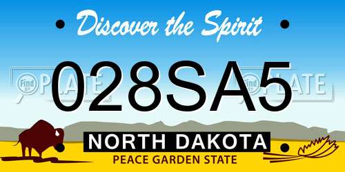 028SA5 North Dakota License Plate