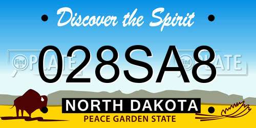 028SA8 North Dakota License Plate