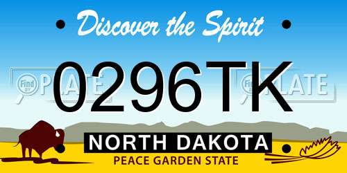 0296TK North Dakota License Plate