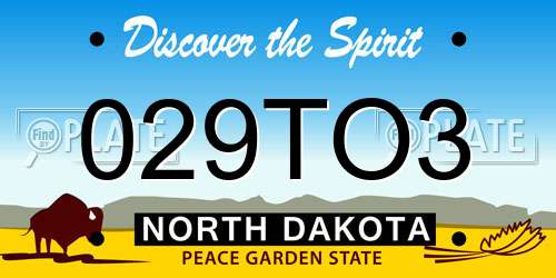 029TO3 North Dakota License Plate