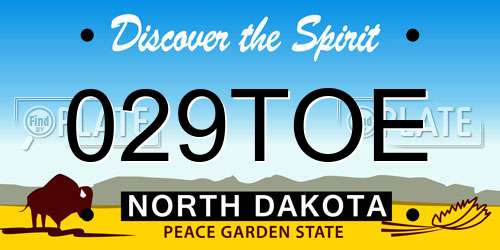 029TOE North Dakota License Plate