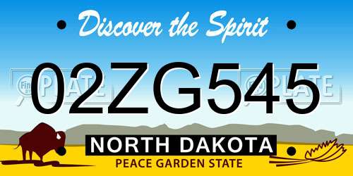 02ZG545 North Dakota License Plate