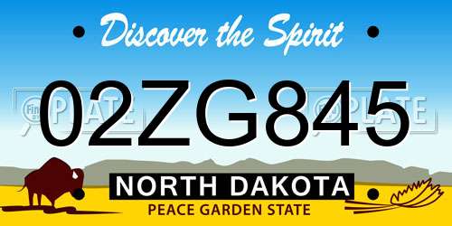 02ZG845 North Dakota License Plate