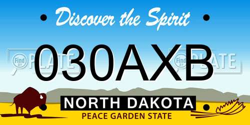 030AXB North Dakota License Plate