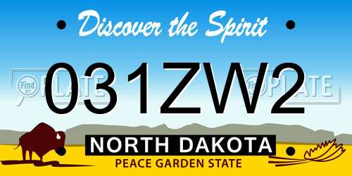 031ZW2 North Dakota License Plate